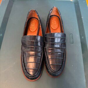 Franco Sarto Genuine Leather Teal "Crocodile" Loafers. Never Worn. Size 7.5.